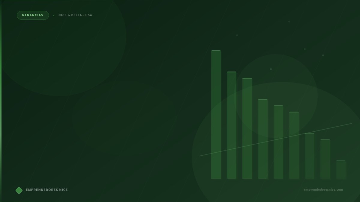 Tabla de ganancias estimadas con Nice & Bella en Estados Unidos